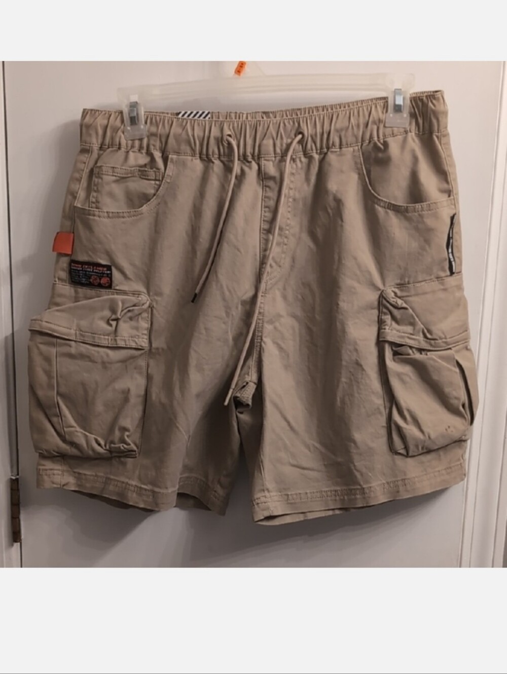 Smoke Rise New Tan Cargo Shorts with Elastic Waist Drawstring Medium 32x9